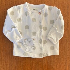 🍊5/$25 Petit Lem (2012) White Cardigan with Gray Polka Dots size 6m